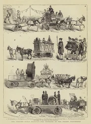 Le festival de la guilde de Preston, les trophées dans le défilé des métiers